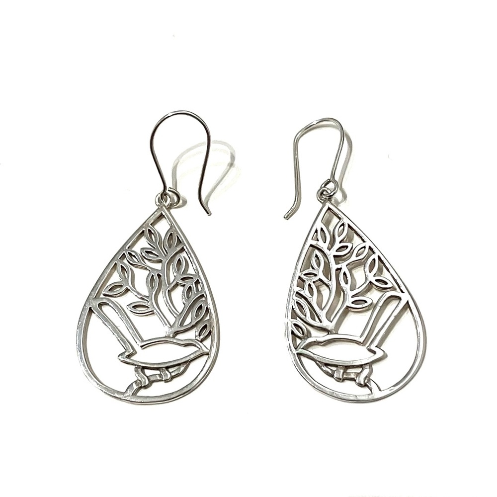 Tashi Sterling Silver 925 Bird Teardrop Filigree Earrings